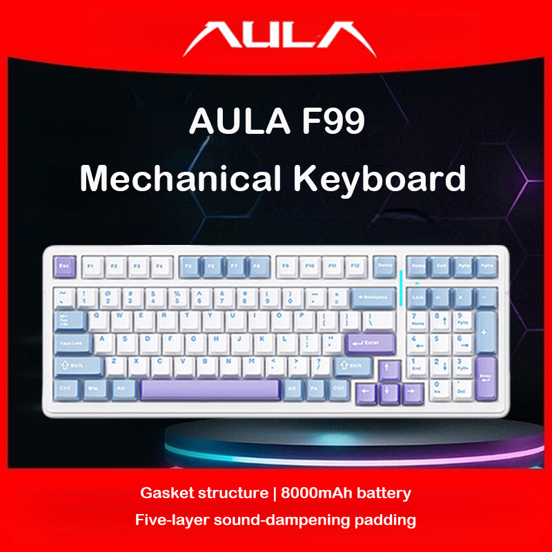 Pc Gaming Lounge - Teclado mecánico AULA F99, triple modo,