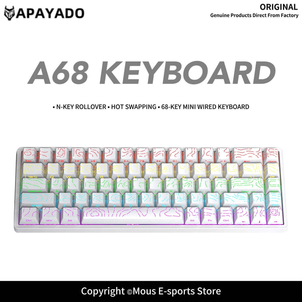 Pc Gaming Pink - Teclado Mecánico con Cable APAYADO A68,