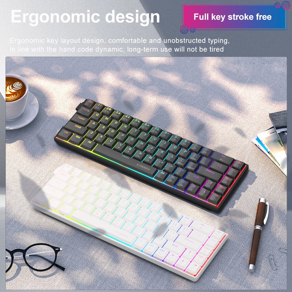 E-YOOSO A68 RGB Mini teclado m - Pc Gaming Pink reseña y precio